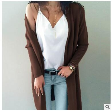 Women knitted long sleeve long sweater cardigan for female women autumn new overcoat outwear coats