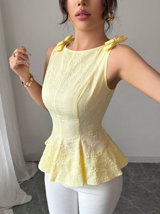 Fashionable Top Chic Niche High-End Design Spring Womens Slim-Fit Blouse