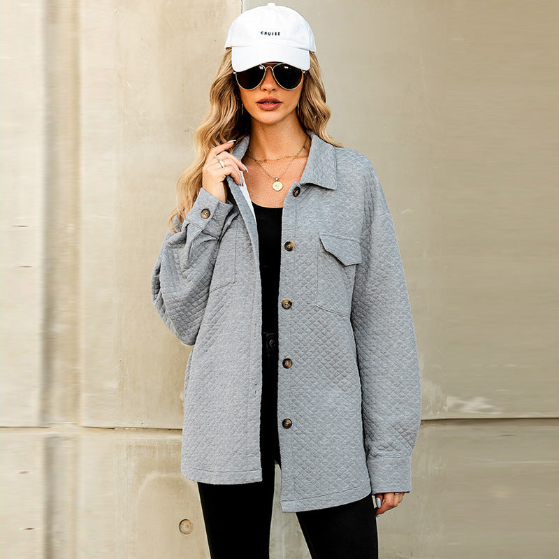 Retro Loose Slim Fit Plaid Long-sleeved Coat For Women