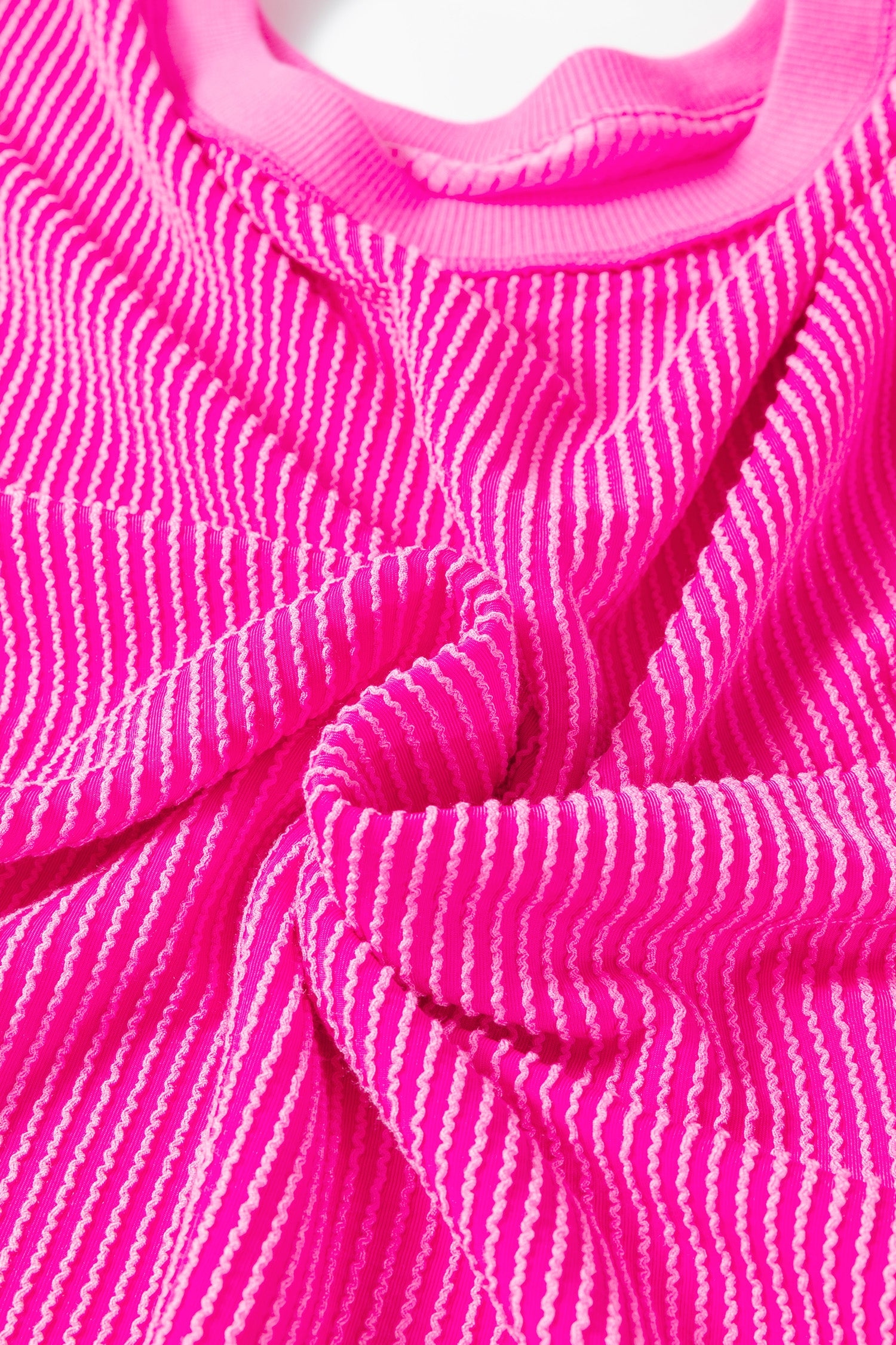 Rose Red Drop Shoulder Uneven Hem Plus Size Twisted Rib Top