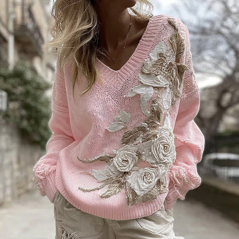 Halloween Bestseller 3D Digital-Print V-Neck Womens Top