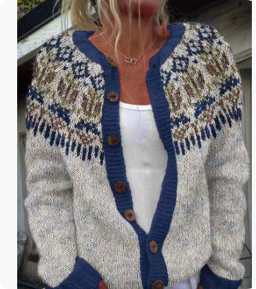 Cardigan Color-blocked Loose-fitting Fashionable Knitwear