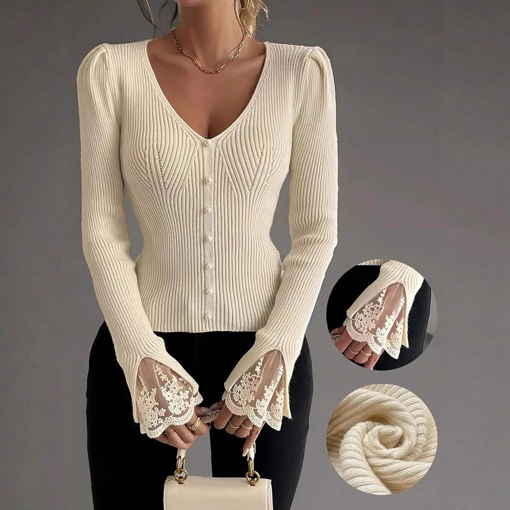 Women's Fashionable And Elegant Lace Knitted Sweater