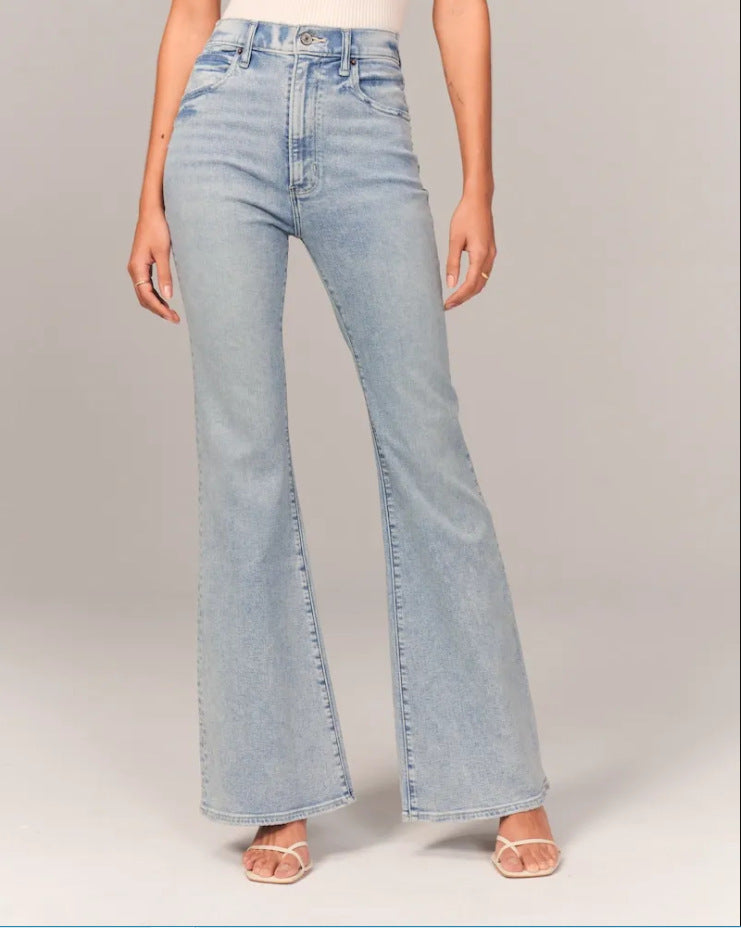 Pantalones vaqueros acampanados para mujer, Vaqueros Vintage para mujer, pantalones vaqueros elásticos de cintura alta a la moda con bolsillo