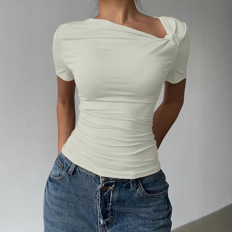 Womens Elegant High-end Off-shoulder Short-sleeve Top
