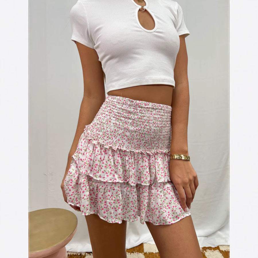 Fashionable Floral Women's Summer New Pleated Skirt