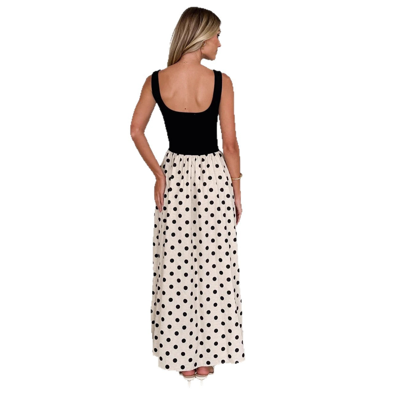 Womens Casual Polka-Dot Printed Slip Dress