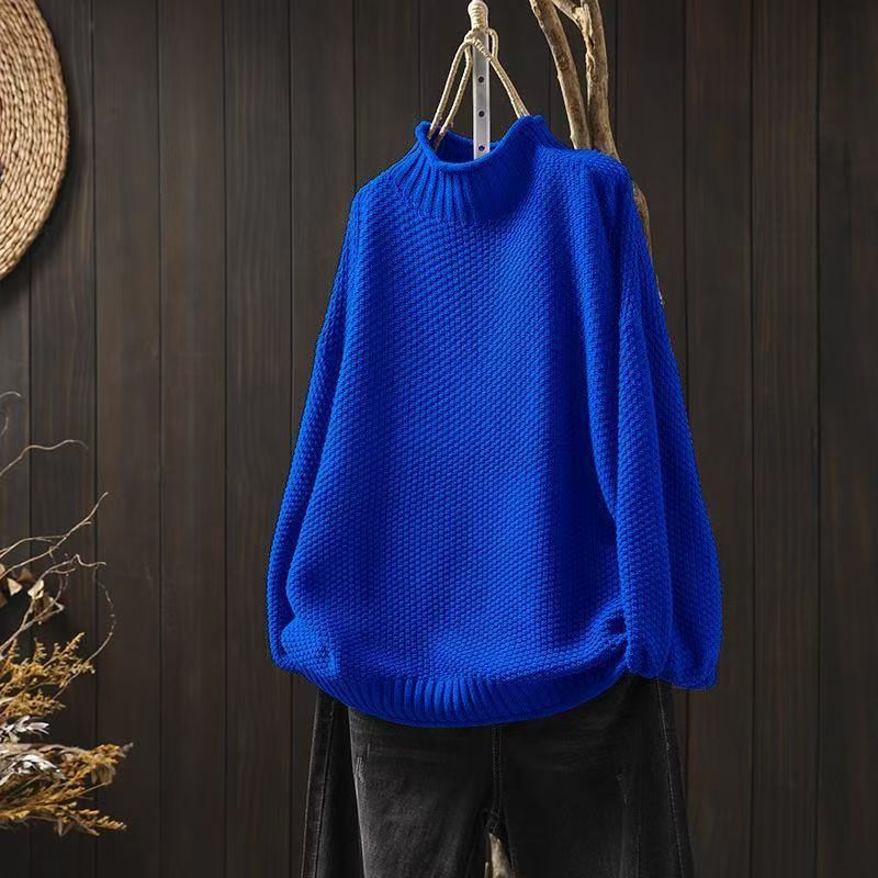 Mock Neck Sweater Women Loose Plus Size