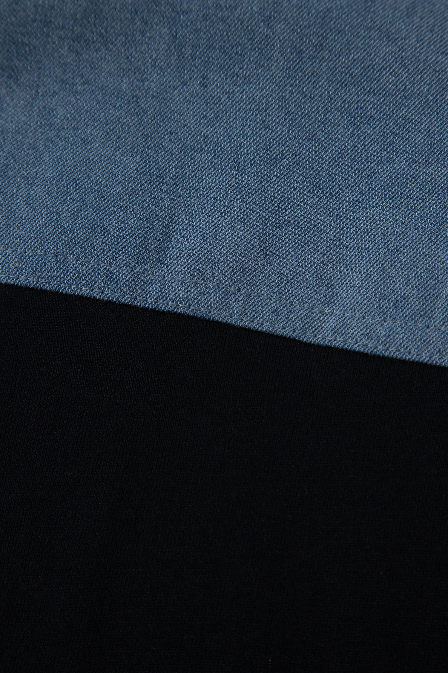 Light Grey Color Block Denim Patchwork Button Polo Collar Short Sleeve Top