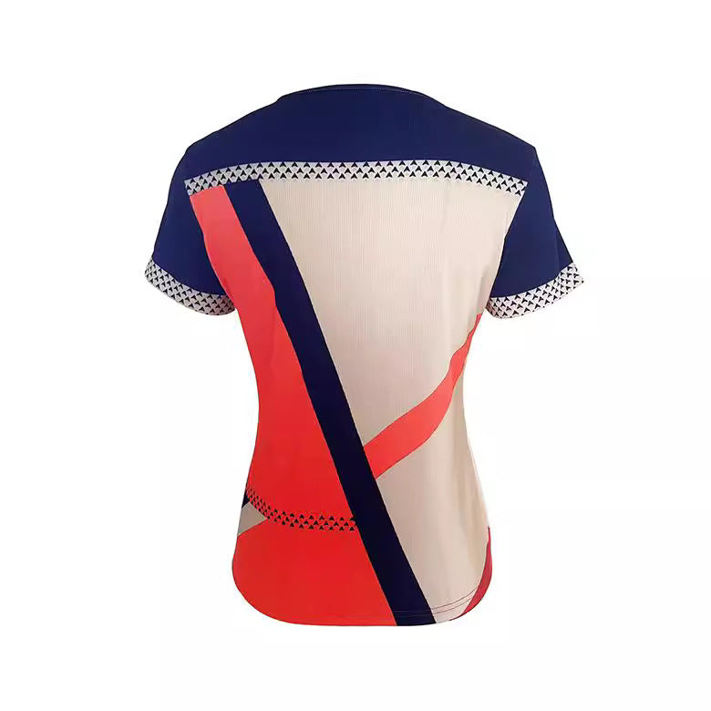 Womens Fashionable Printed Slim-Fit Zip-Up T-Shirt