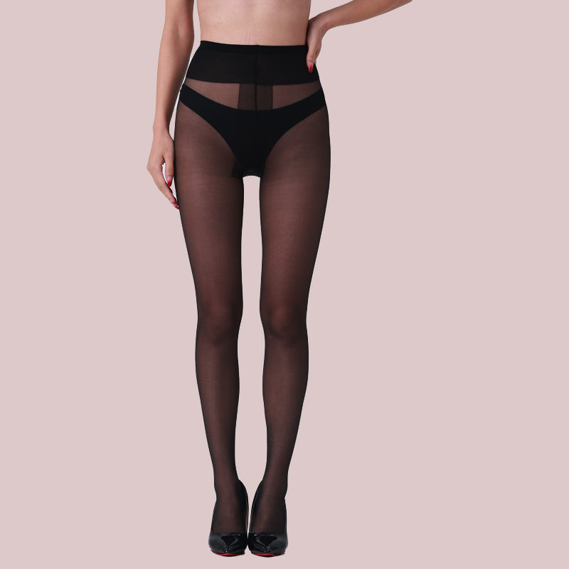 3-Pack Sheer Tights For Women T-Crotch 40D Plus Size Pantyhose Ultra-Soft Stretchy Reinforced Toe