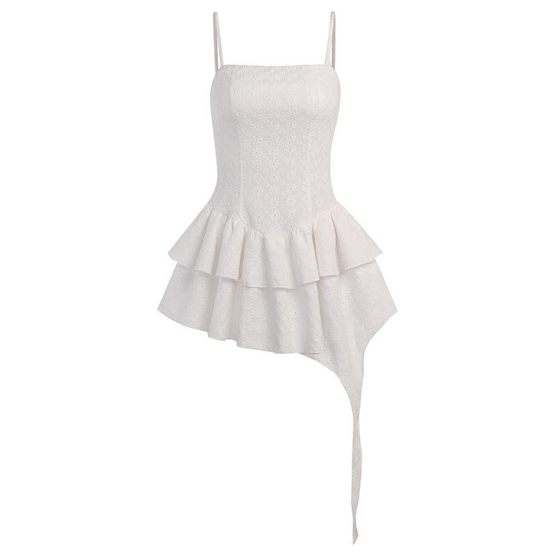 Waist Tightening And Slimming Solid Color Drawstring Skirt