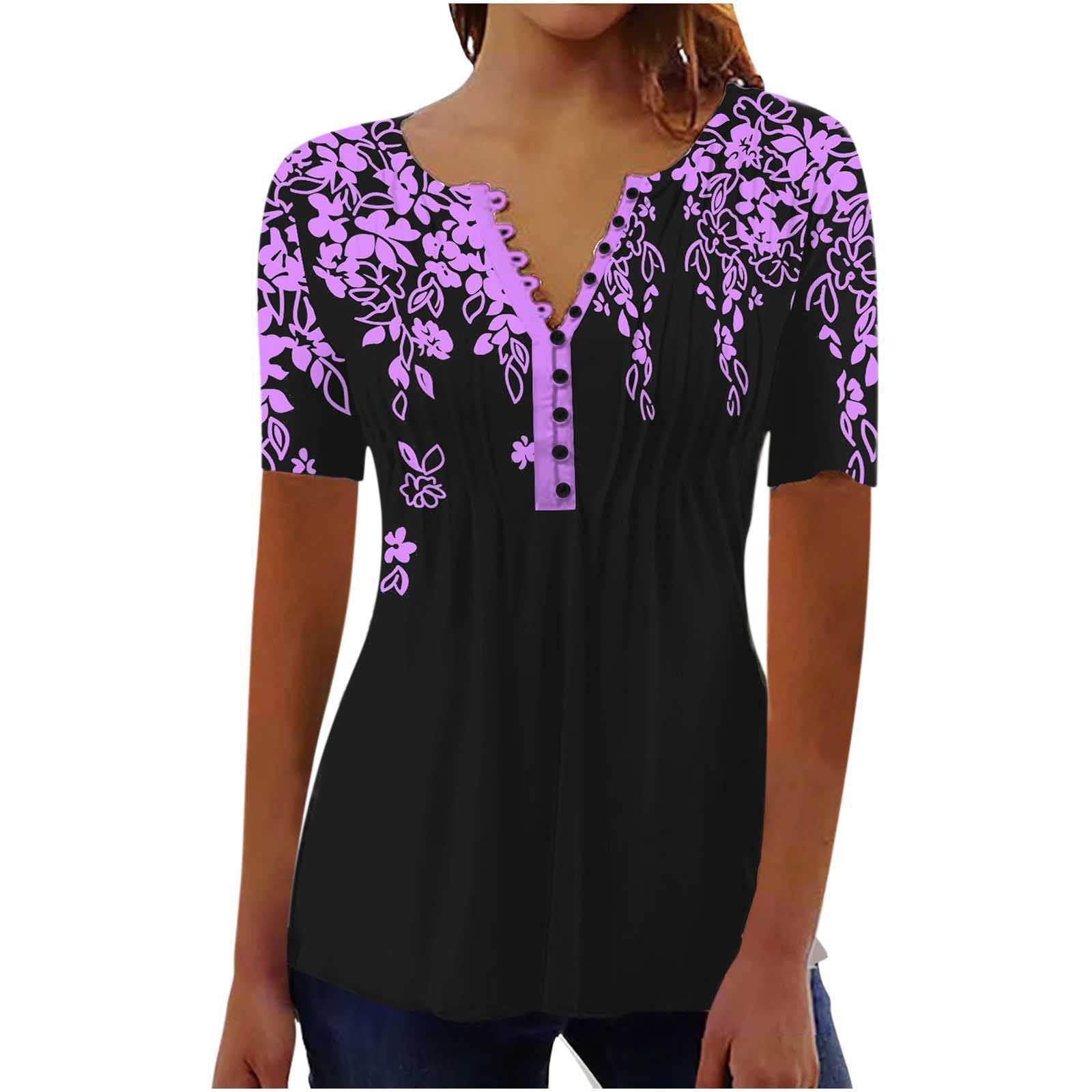 Women's Digital 3D Printed Pleated Round Neck T-shirt