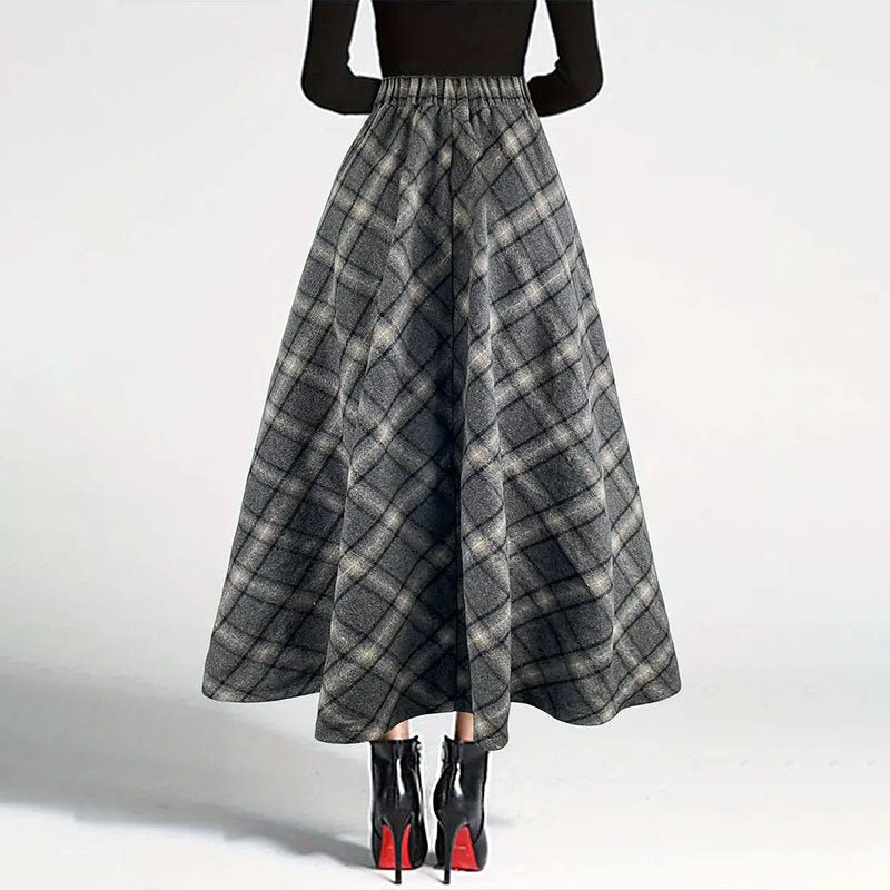 Women's Plaid Wool Wool Blend Skirt