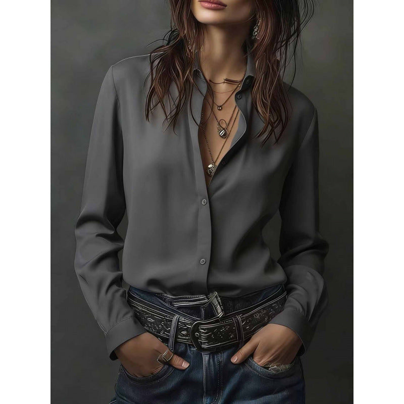 Same-color Same-size Casual Western-style Womens Blouse New Style