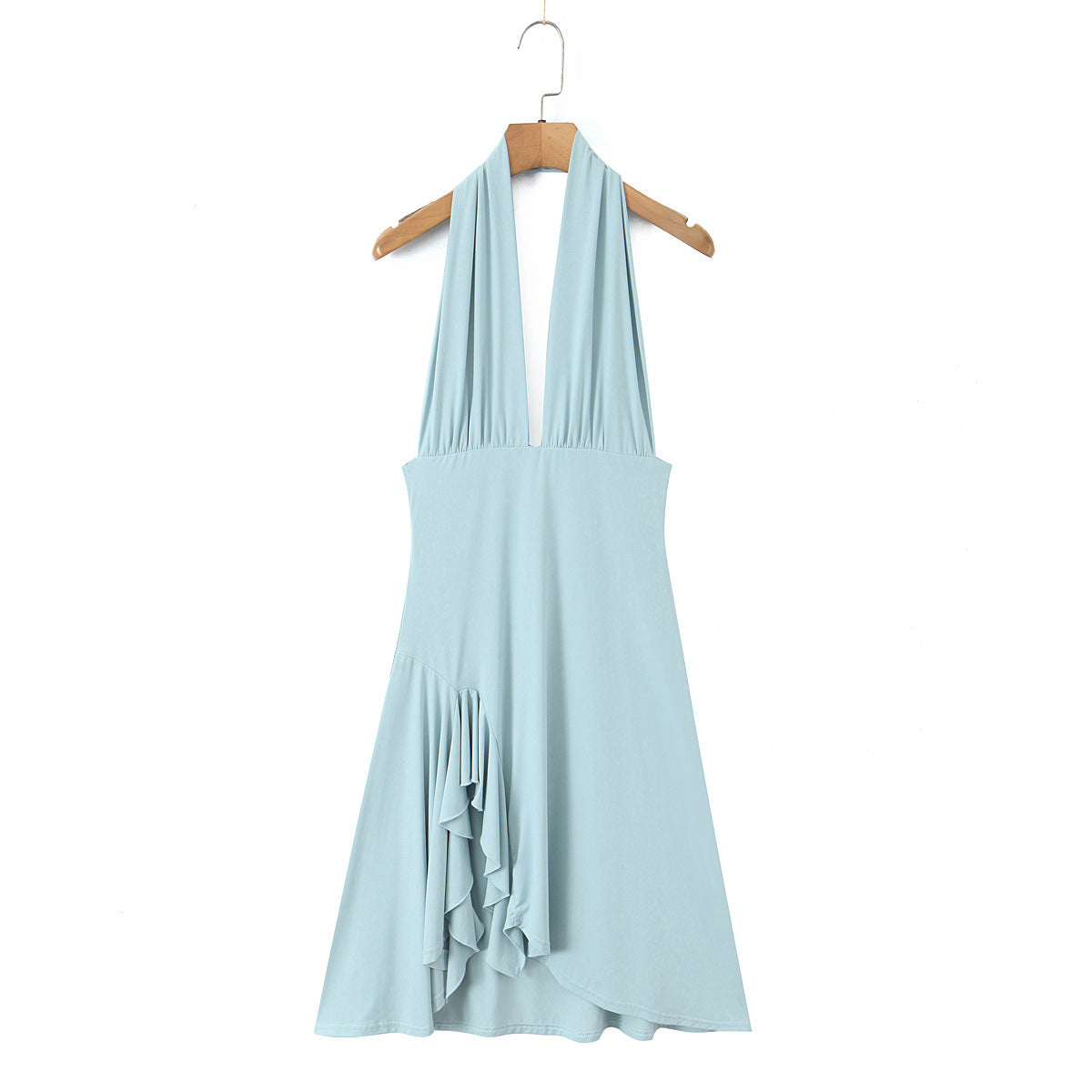 Irregular Hemline Backless Halter Neck Dress