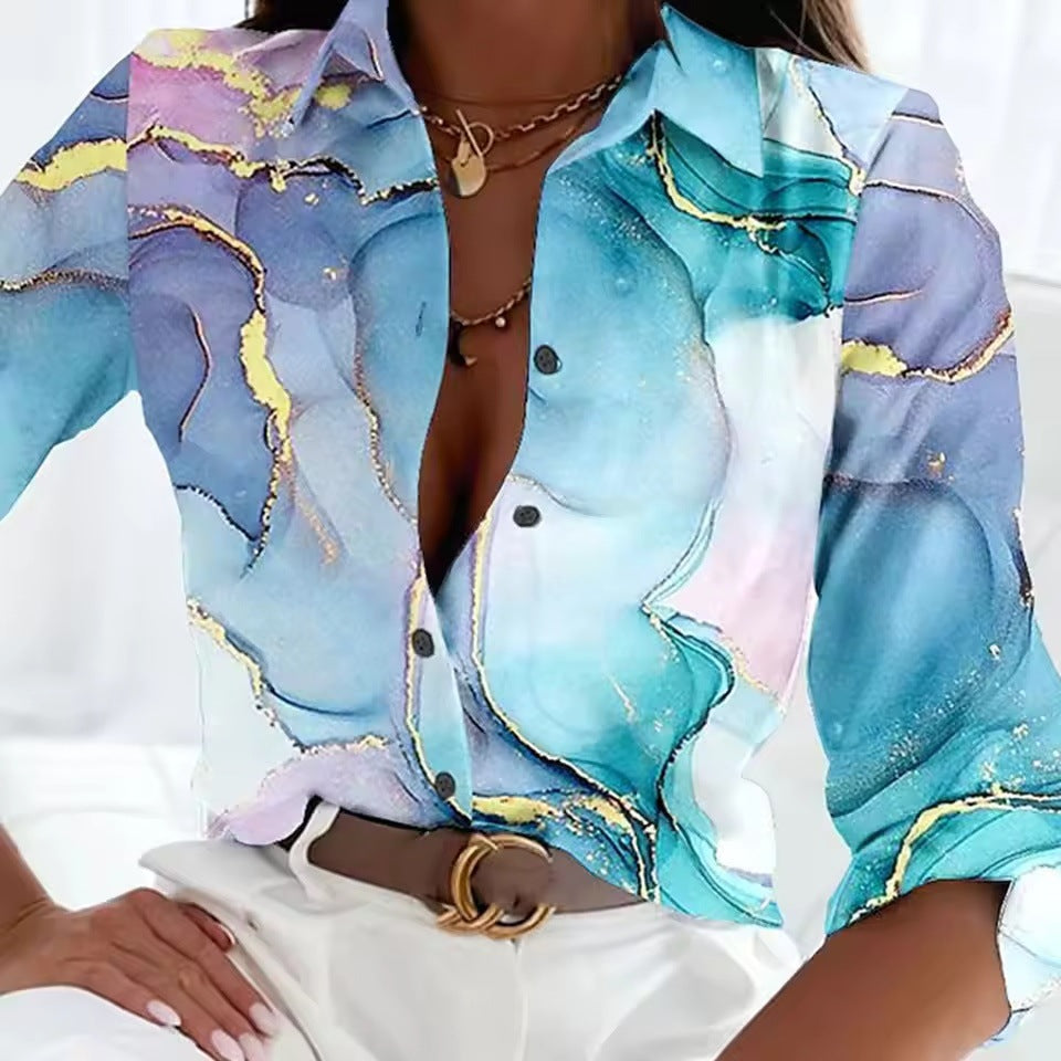 Elegant Women's Floral 3D Printed Shirt