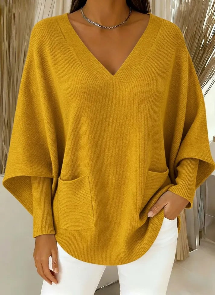 Relaxed Laid-back Soft And Cozy Womens Casual Solid-color V-neck Sweater
