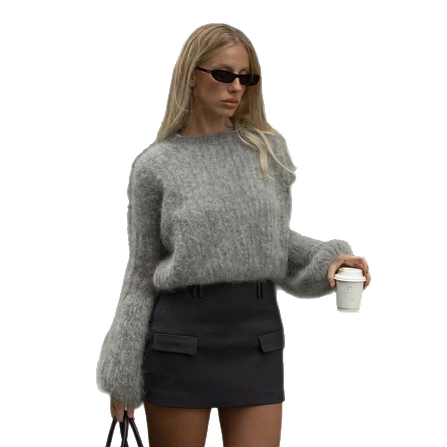 French Chic Style Retro Round Neck Loose And Versatile Knitted Top