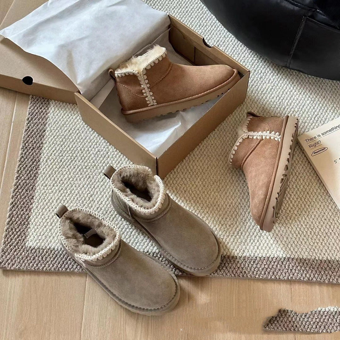 New Snow Sheep Fur Integrated Mini Wool Mouth Ankle Boots