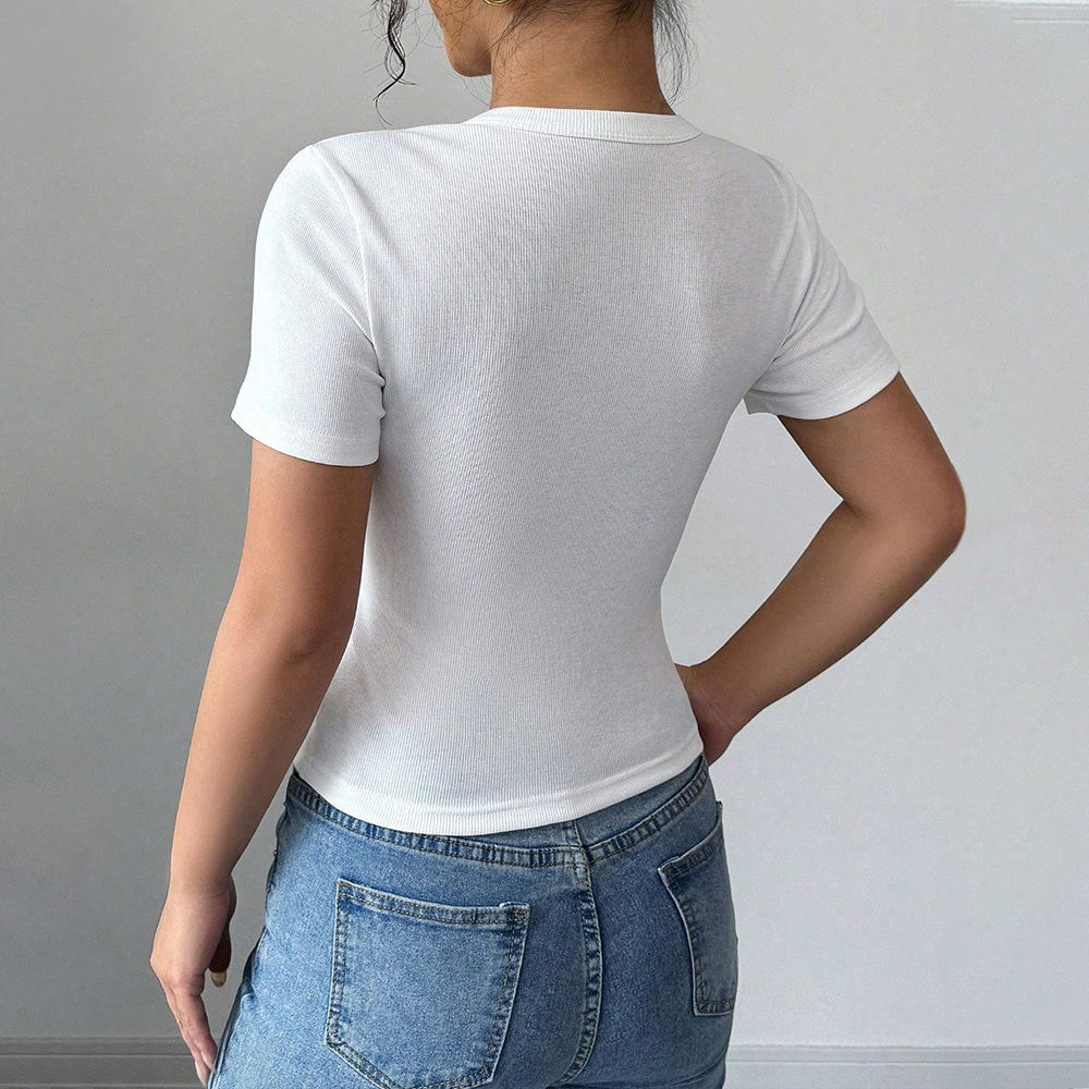 Simple Casual T-shirt Slim Fit Short Crop Top