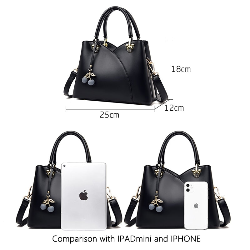 New PU Leather Messenger Bag Ladies Brand Stitching Designer Bag Large Capacity Handbag Exquisite Pendant Shoulder Bag