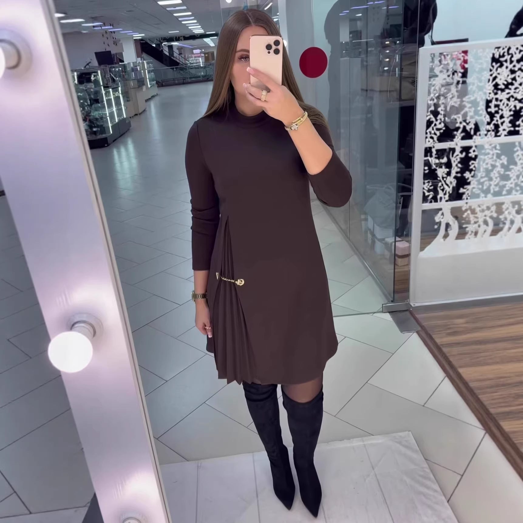 Short-sleeve Solid-color Chic Cropped Dress