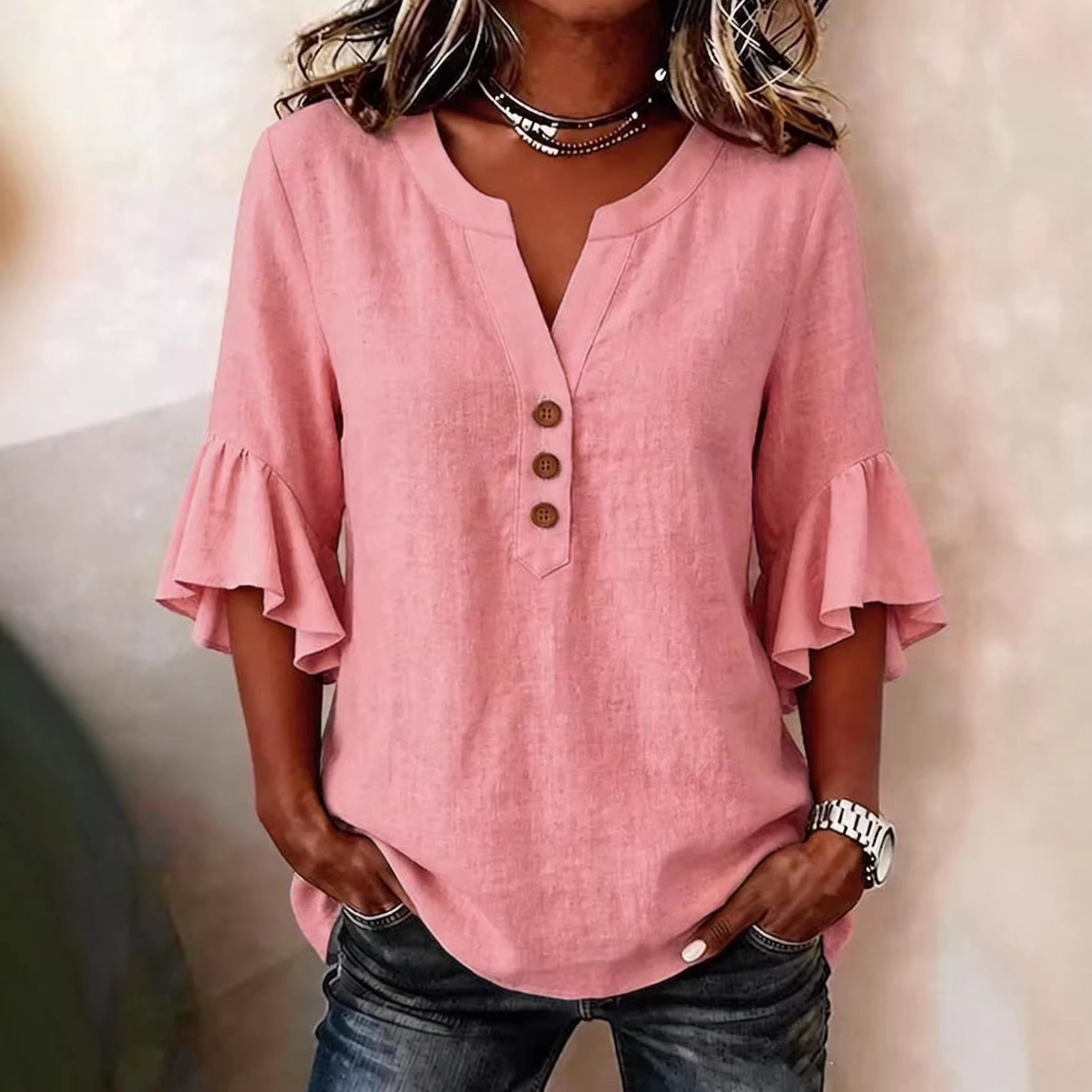 Solid Casual Loose Blouses For Women Fashion Summer Vintage Women's Oversized Shirts And Blouses Elegant Youth Female Tops