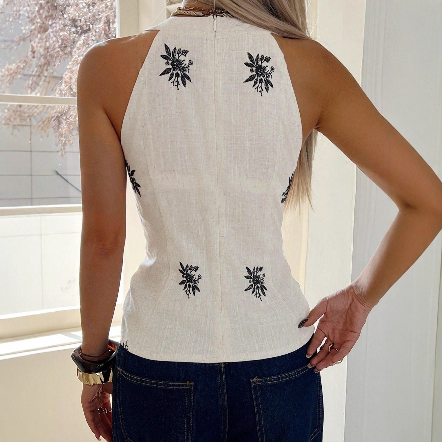 Summer Floral Print Sleeveless Casual Womens Tank Top
