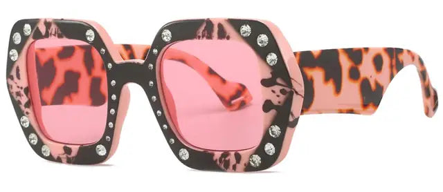 Fashion Square Luxury Sunglasses Women Men Retro Brand Designer Diamond Inlay Sun Glasses Male Trend Big Frame Traveling Goggles