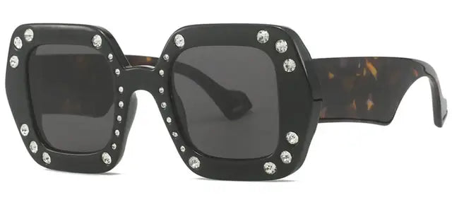 Fashion Square Luxury Sunglasses Women Men Retro Brand Designer Diamond Inlay Sun Glasses Male Trend Big Frame Traveling Goggles