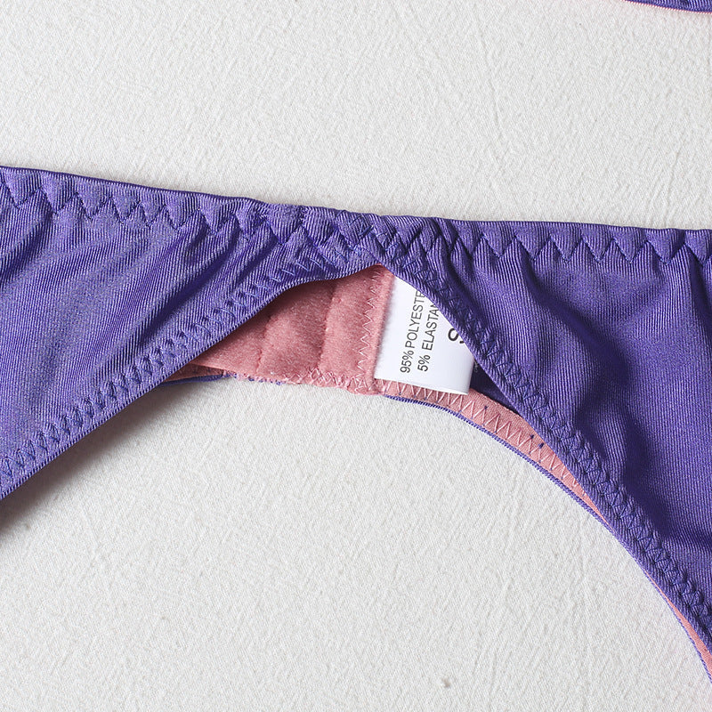 Women's Thong Lingerie Three Piece Set With Steel Ring