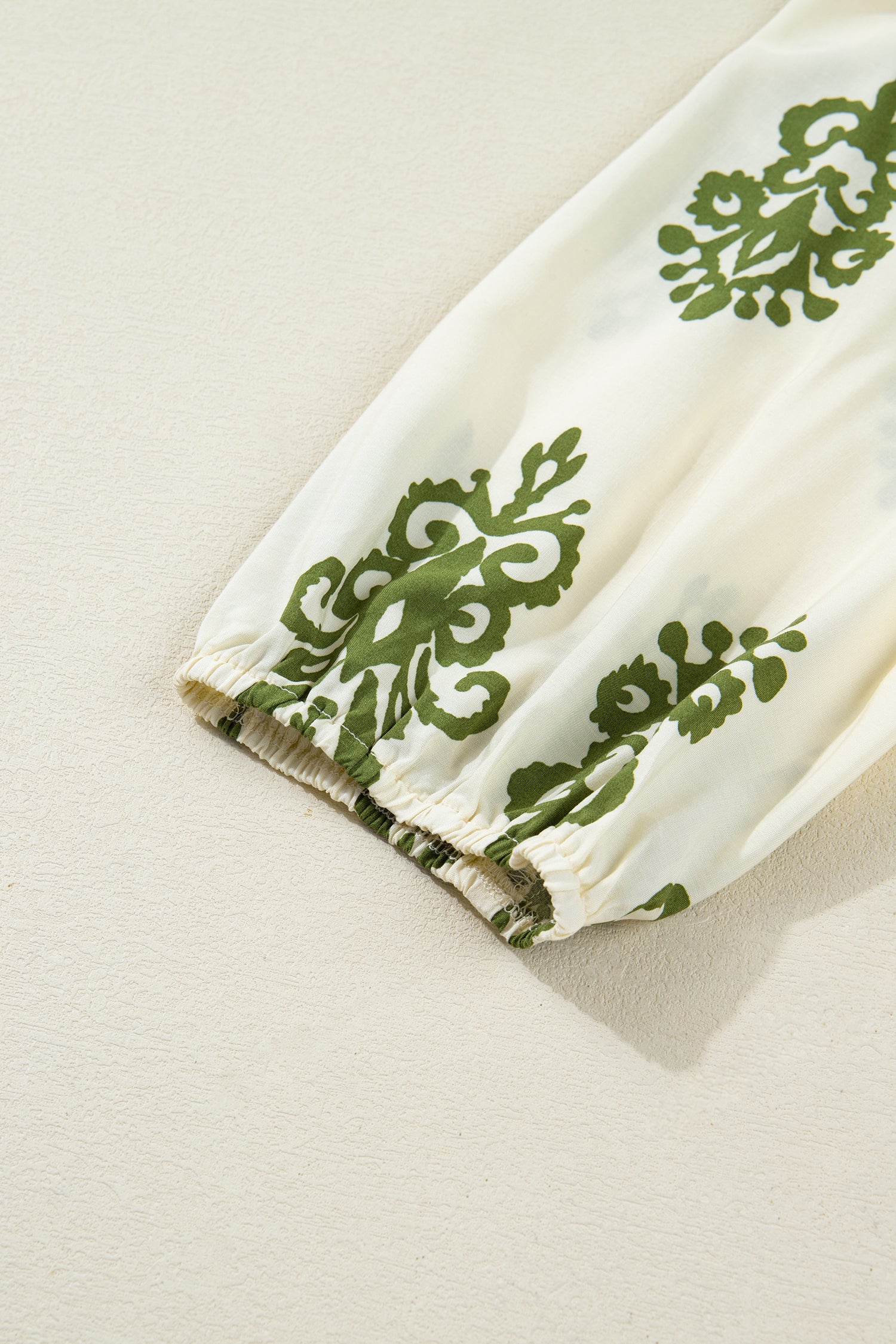 Apricot Floral Print Tie V Neck Button Down Puffy Half Sleeve Shirt