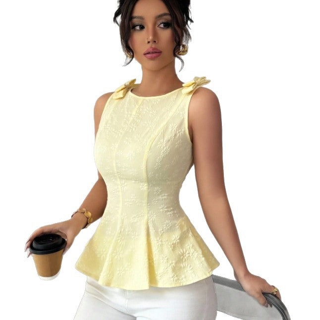 Fashionable Top Chic Niche High-End Design Spring Womens Slim-Fit Blouse