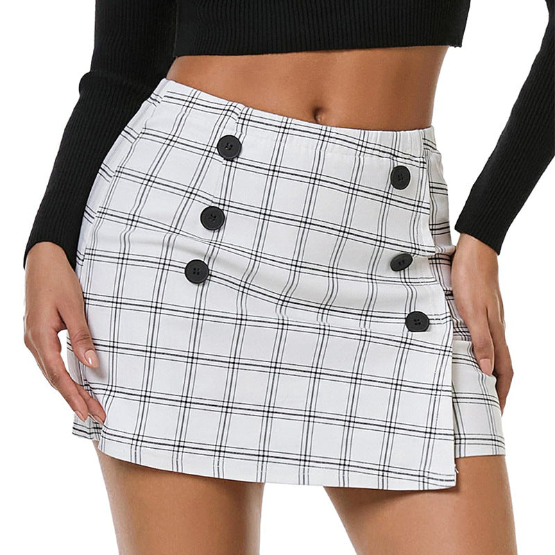 Womens Plaid Bodycon Mini Sheath Skirt