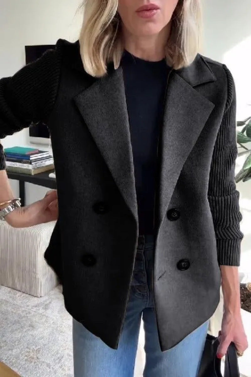Women's Elegant Wool Stitching Woolen Coat Commuter Suit