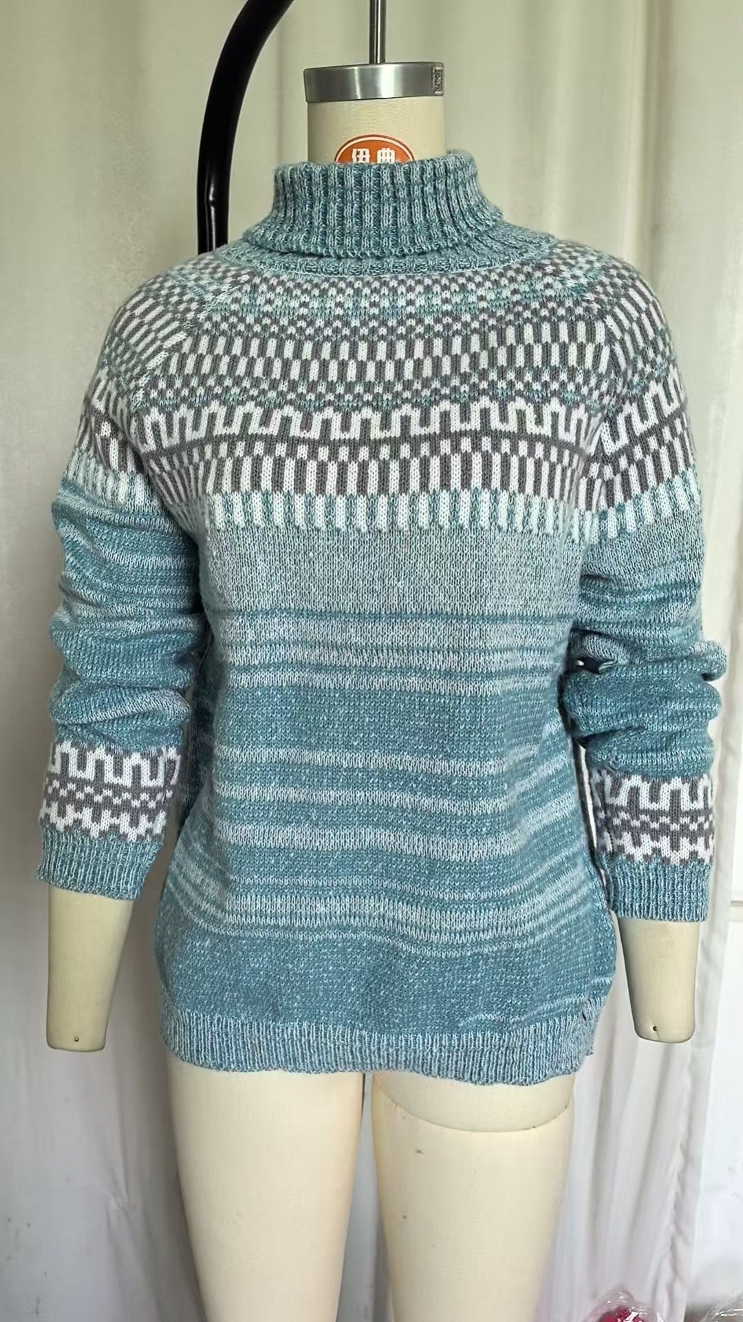 Turtleneck Loose Multicolor Fashion Pullover Sweater