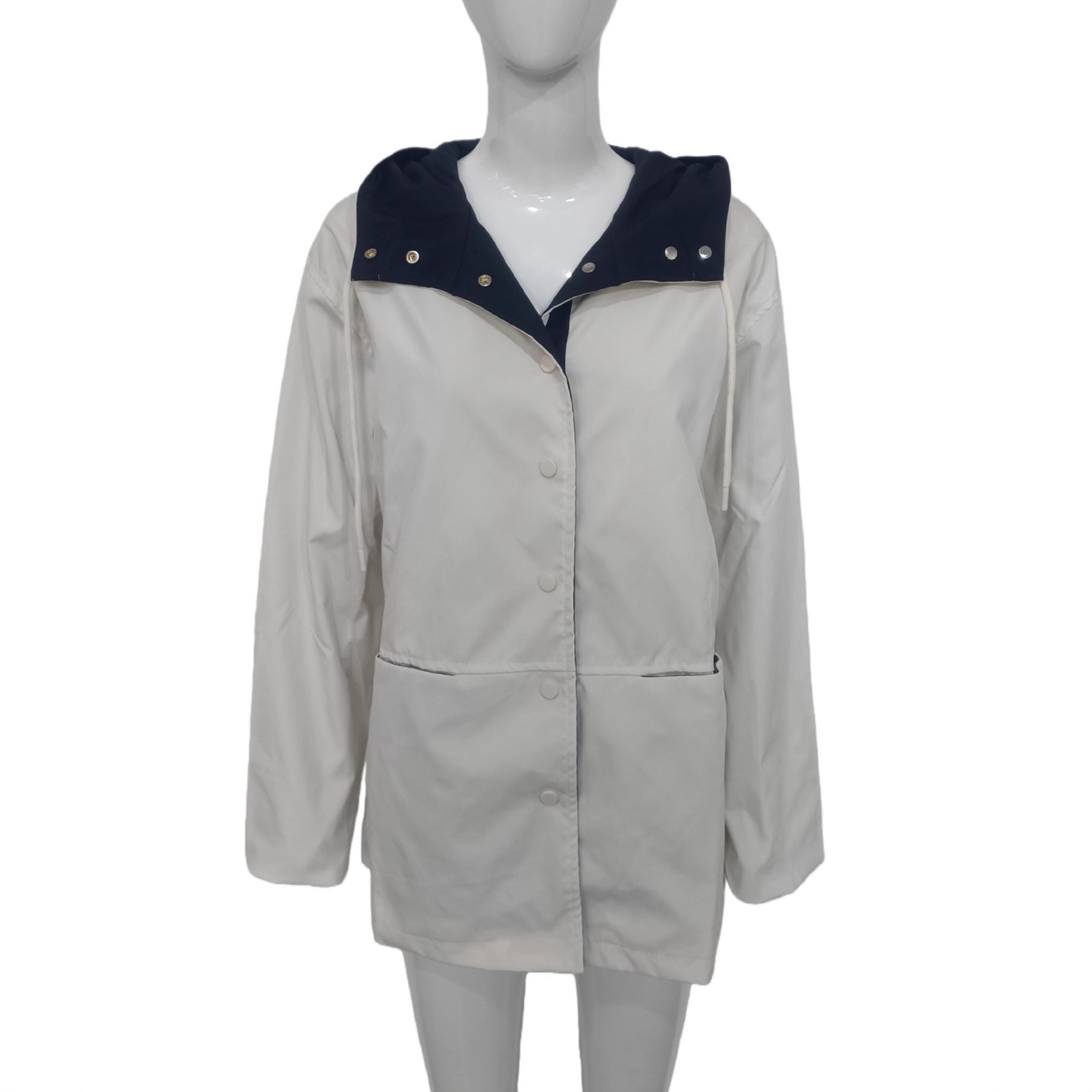 Women's Retro Color Block Hooded Casual Jacket