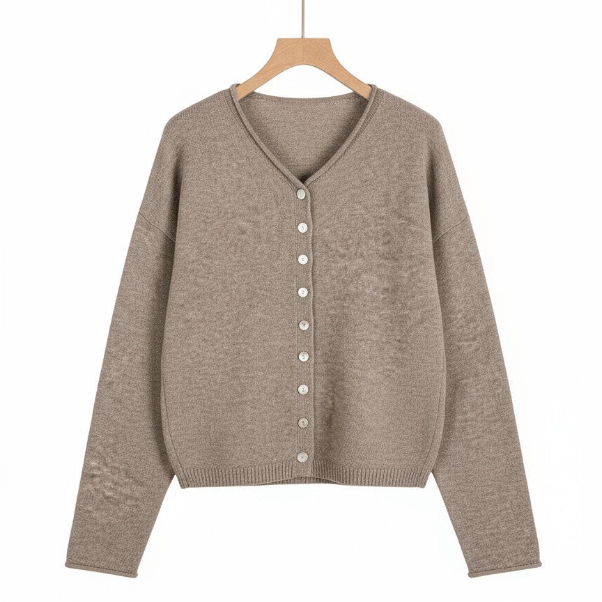 Women's Long Sleeve Solid Color Knitted Cardigan