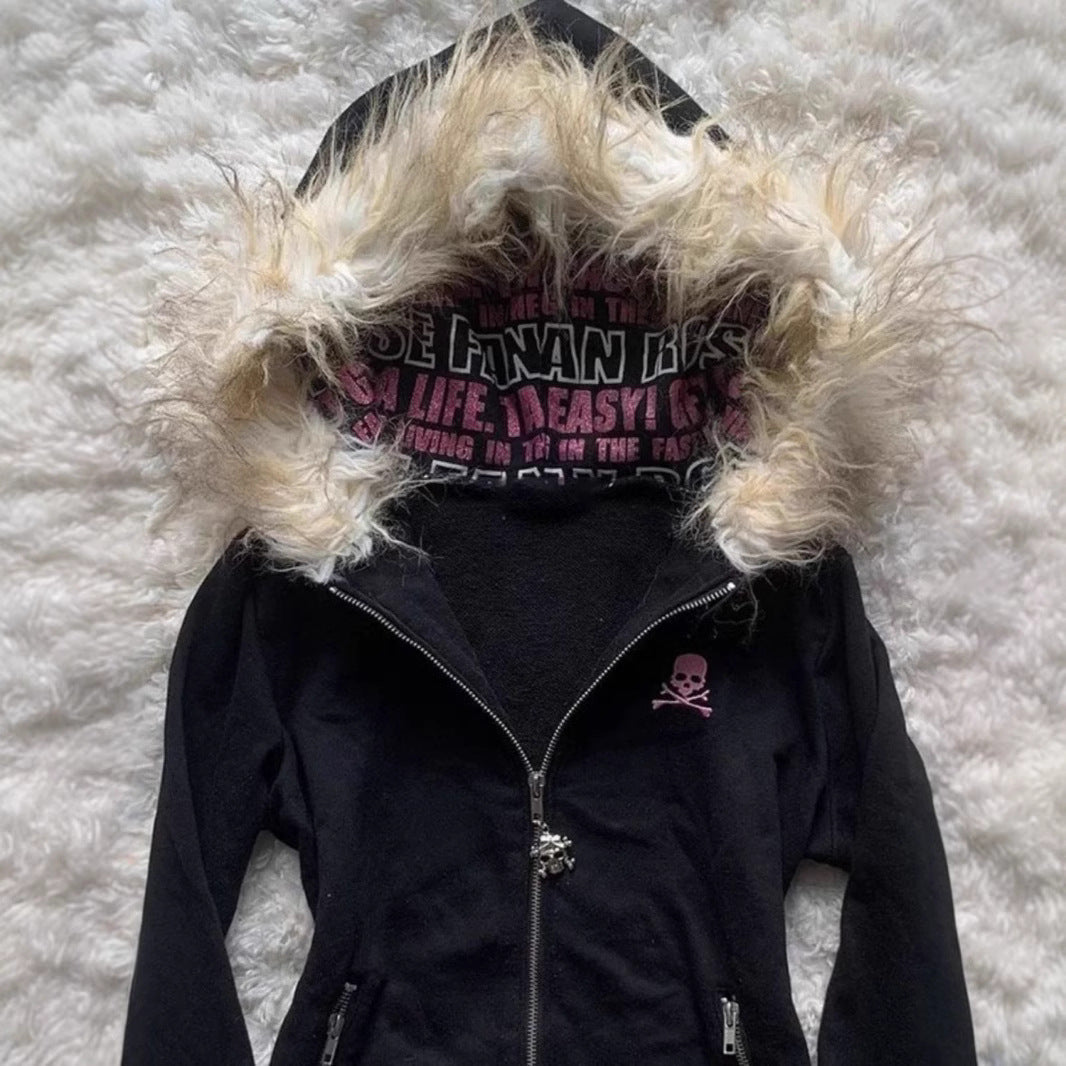 Women's Loose Gothic Skull Hoodie Coat