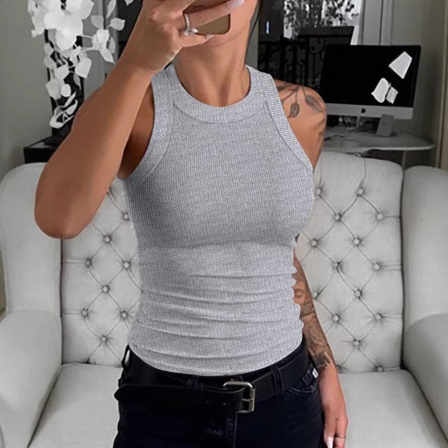 Slim-fit Womens Sleeveless Rib-knit Vest