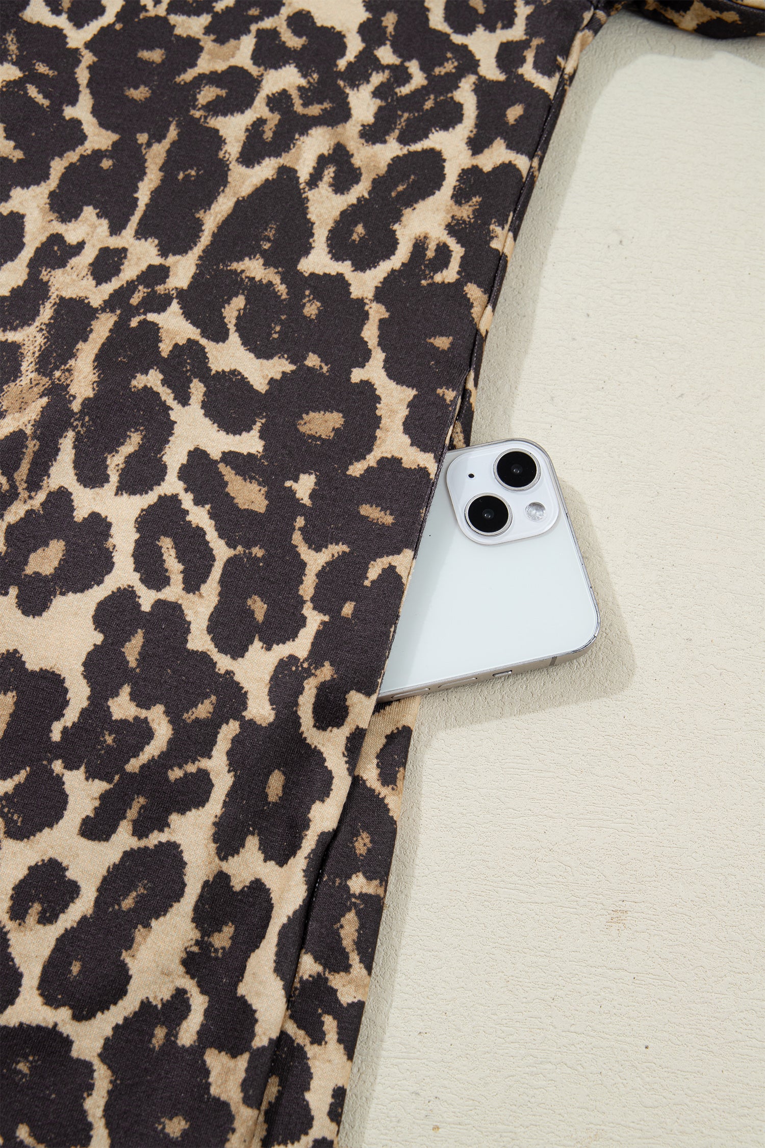 Apricot Leopard Print Contrast Varsity Striped Detail Loose T Shirt Dress