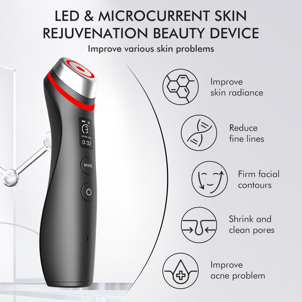Microcurrent vibration massager red blue light water light pore beauty device