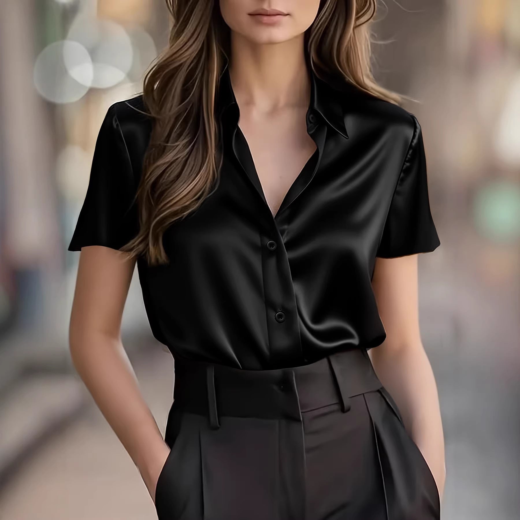 Commuter-style High-end Draping Professional Blouse Top