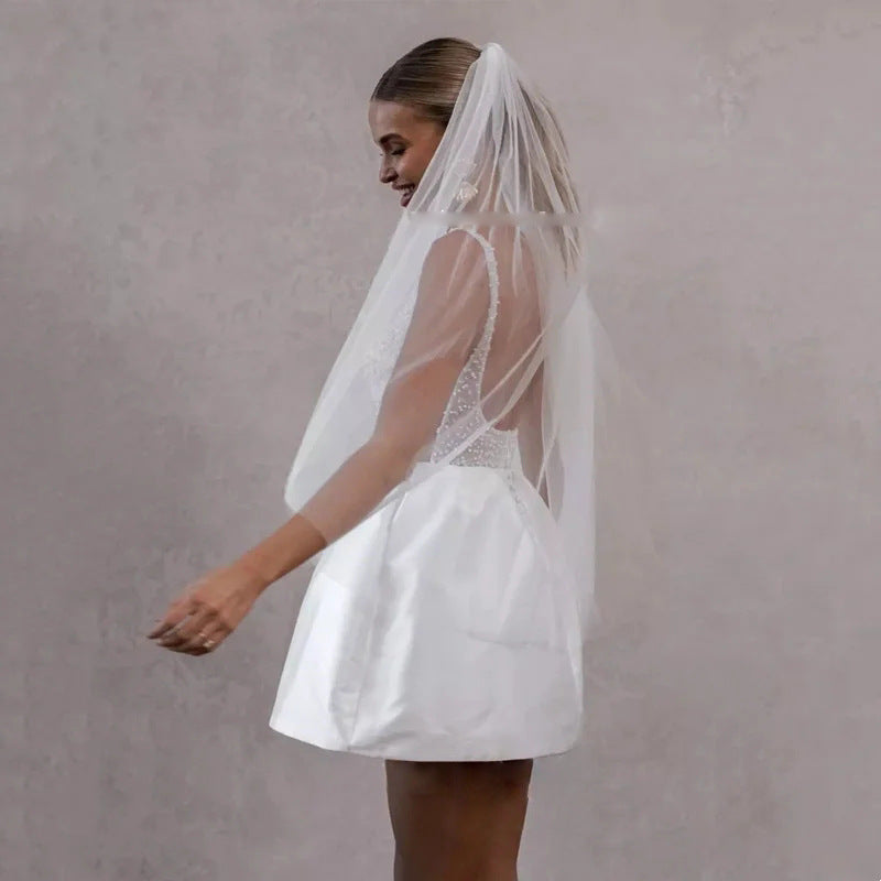 Mini Wedding Dress Backless A- Line Dress Banquet