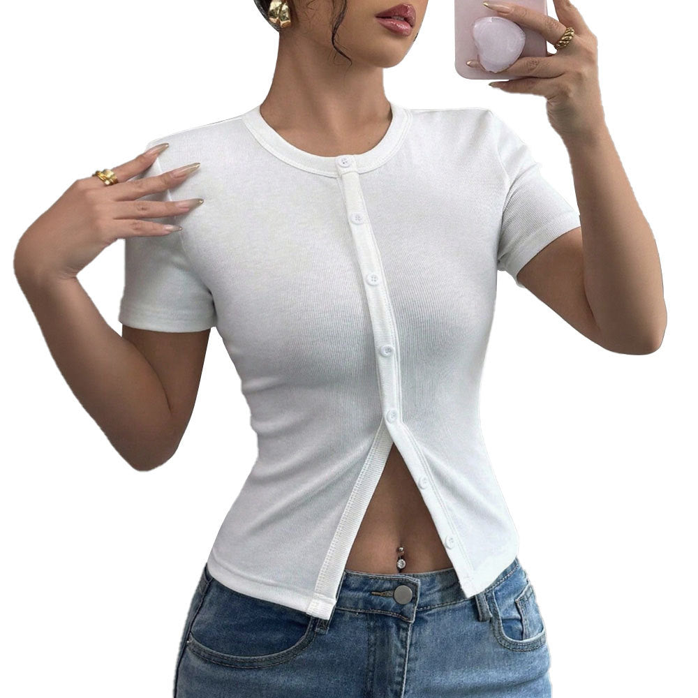 Simple Casual T-shirt Slim Fit Short Crop Top