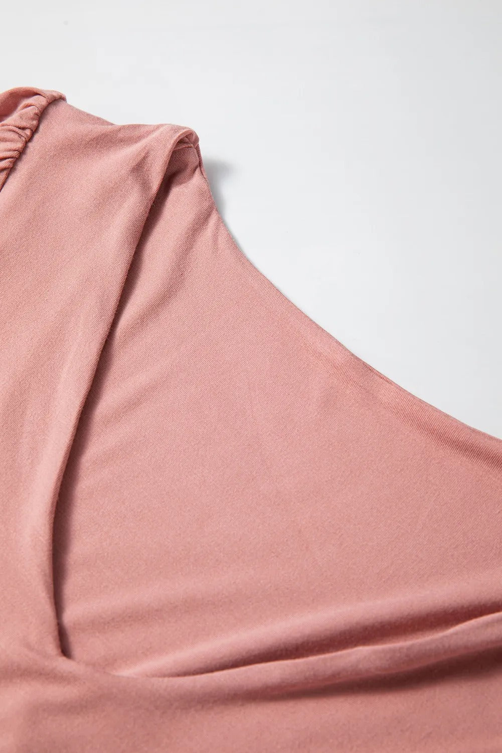 Fushia Plain V Neck Long Sleeve Casual Bodysuit