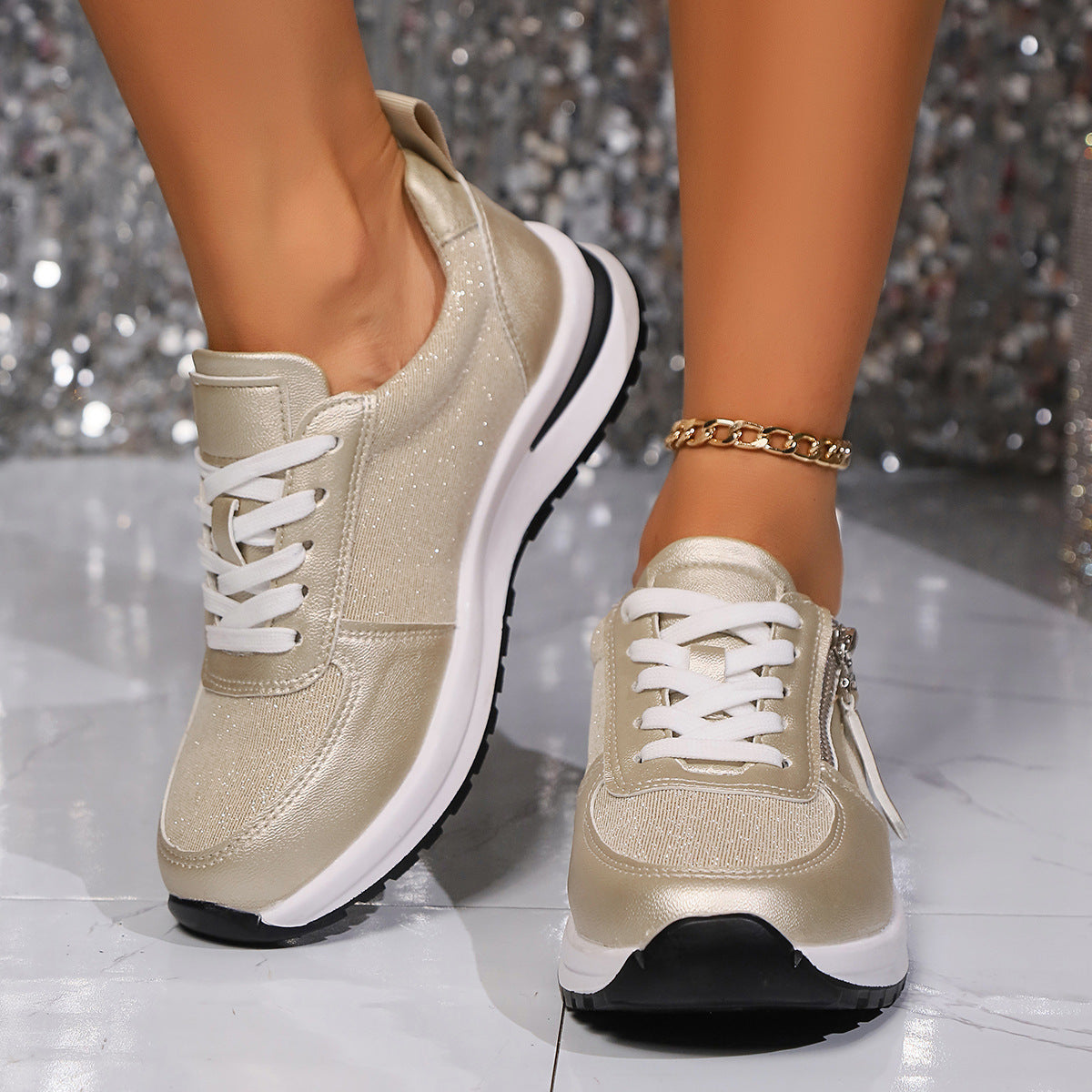 Zapatos de tacón de mujer de fondo plano de gran tamaño