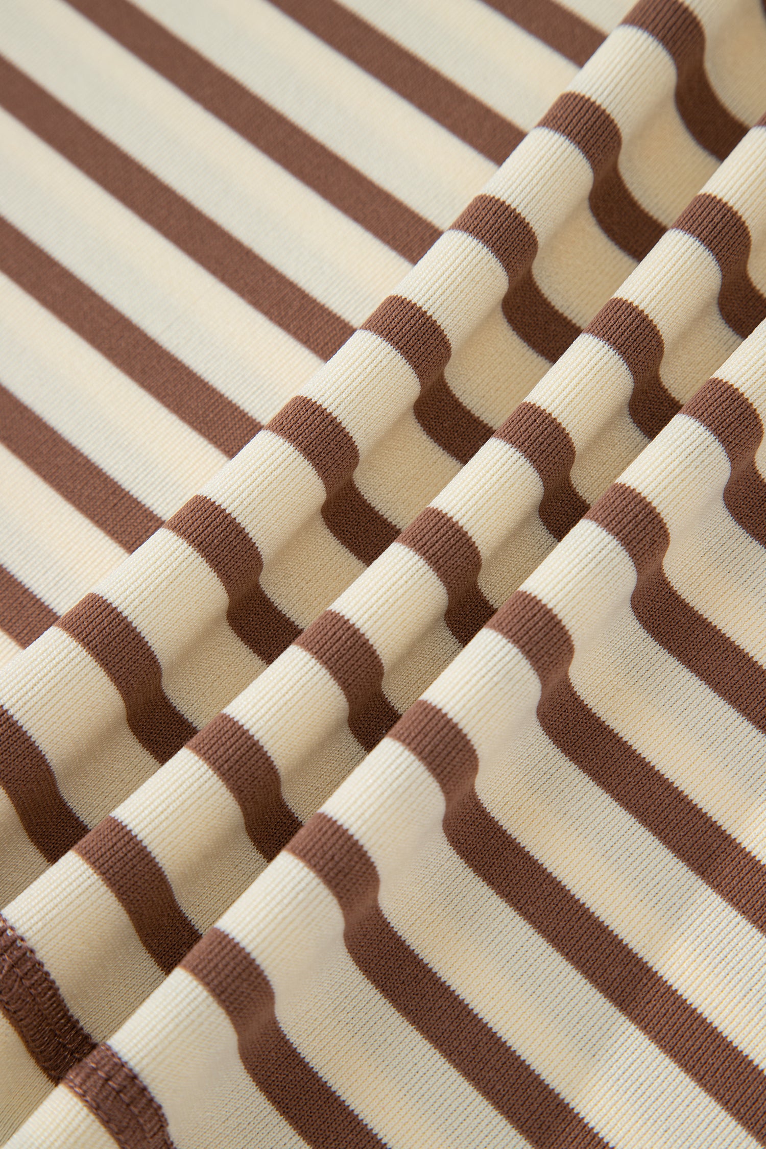 Brown Stripe Half Buttons Top and Shorts Set