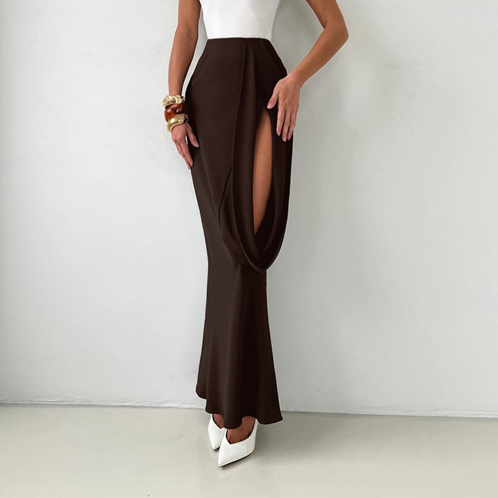 Designer-style Asymmetrical High-waisted Slim-fit Sexy Skirt Fishtail Skirt